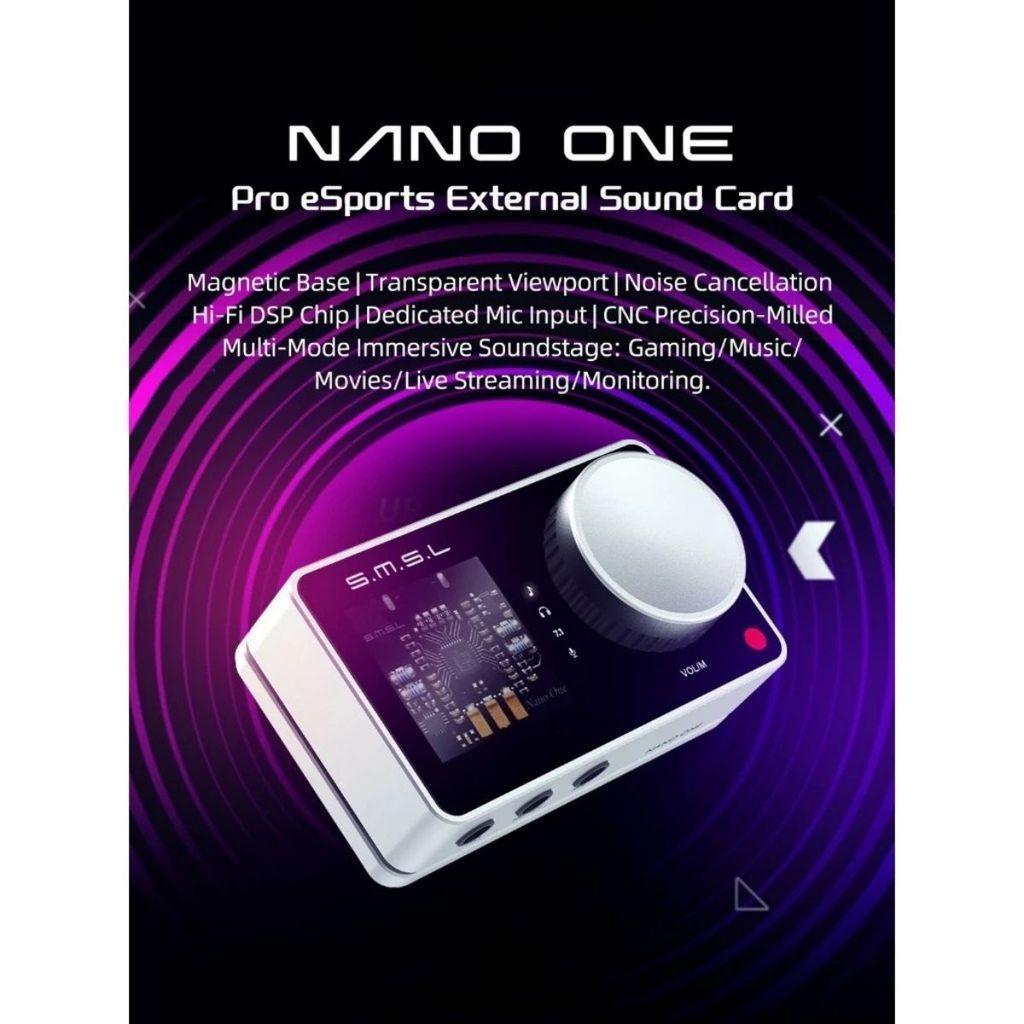 SMSL Nano One ซาวด์การ์ดเกมมิ่ง สี Silverพร้อมระบบปรับจูนเสียงให้เนียนสวยแบบเรียลไทม์ ประกัน 1 ปี