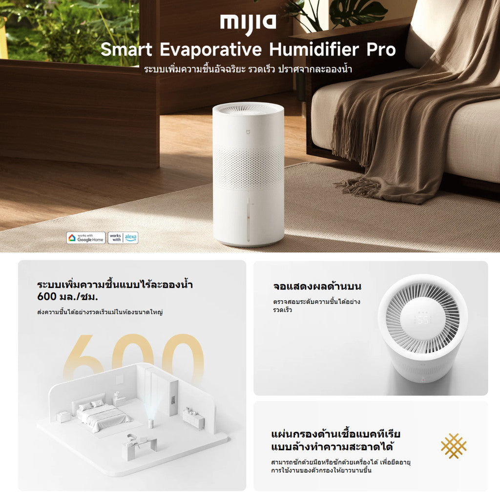 Xiaomi Mijia Smart Evaporative Humidifier Pro พ่นไอน้ำ I การควบคุมความชื้นอัจฉริยะ I เครื่องทำความชื้นอัจฉริยะ