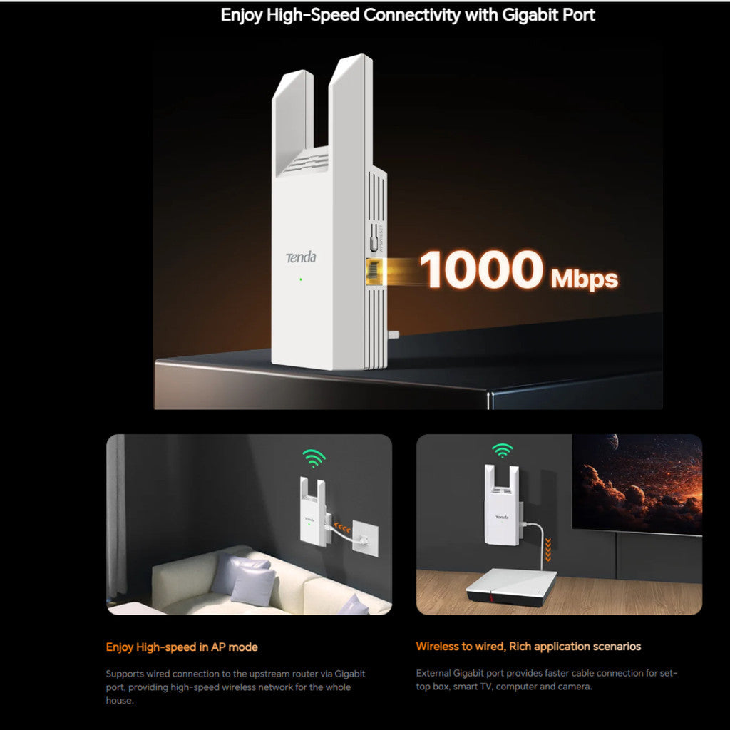 TENDA A18 PRO AC1200 Dual-Band Wi-Fi Range Extender ตัวขยายช่วง สัญญาณ รับประกัน 3 ปี