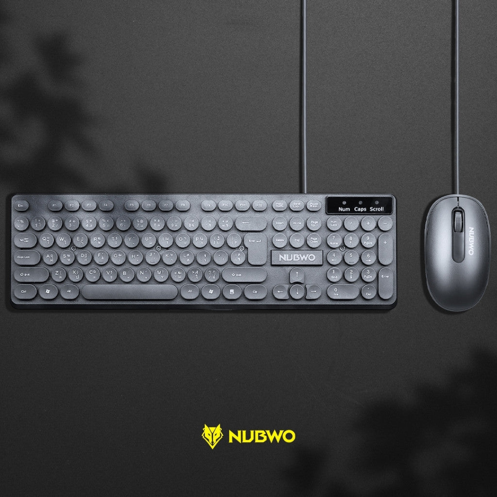 NUBWO NKM-637 KEYBOARD & MOUSE COMBO SET แบบมีสาย ปุ่มกลม รับประกัน 1 ปี