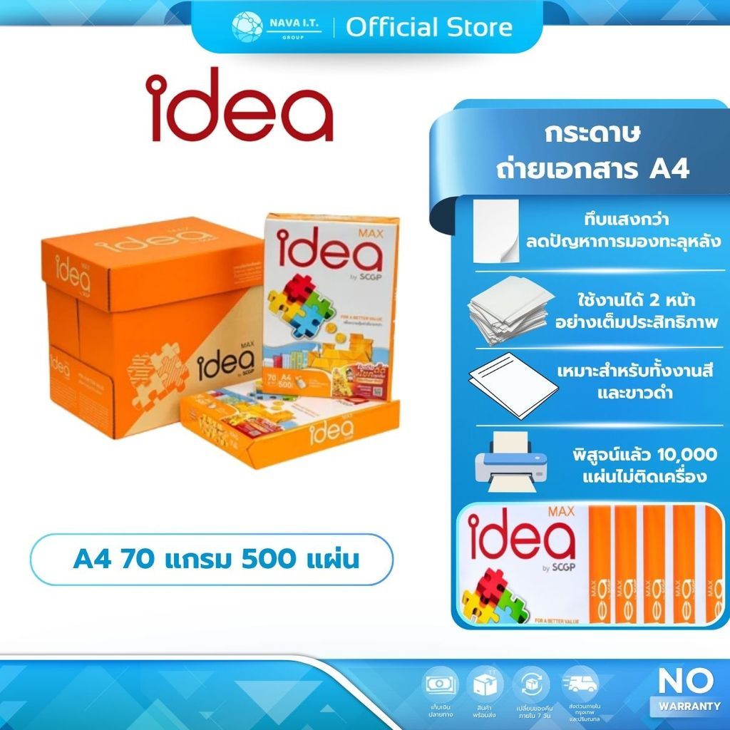 IDEA MAX กระดาษถ่ายเอกสาร  A4 70 แกรม 500 แผ่น