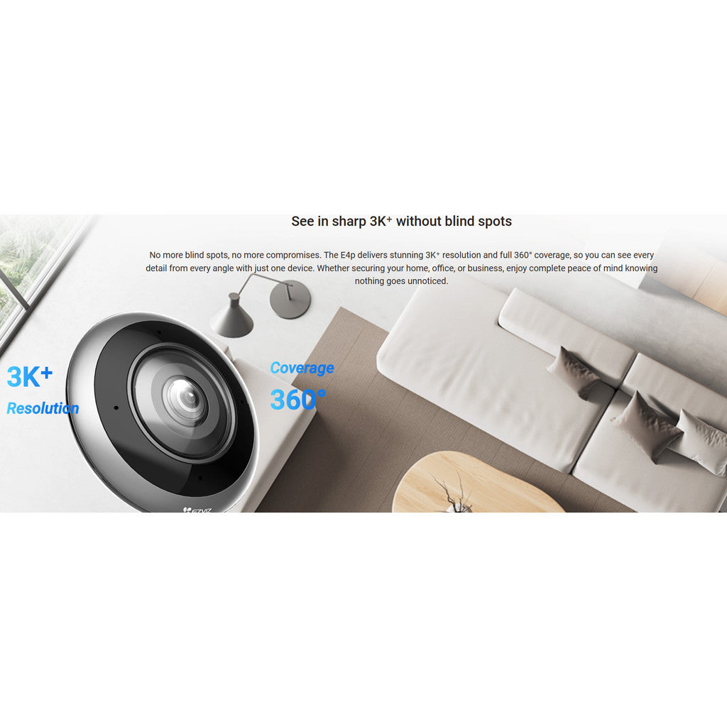 EZVIZ E4P 6MP Smart Wi-Fi Panoramic Fisheye Camera พร้อมดีไซน์ทันสมัย คมชัดไร้จุดบอด 360°