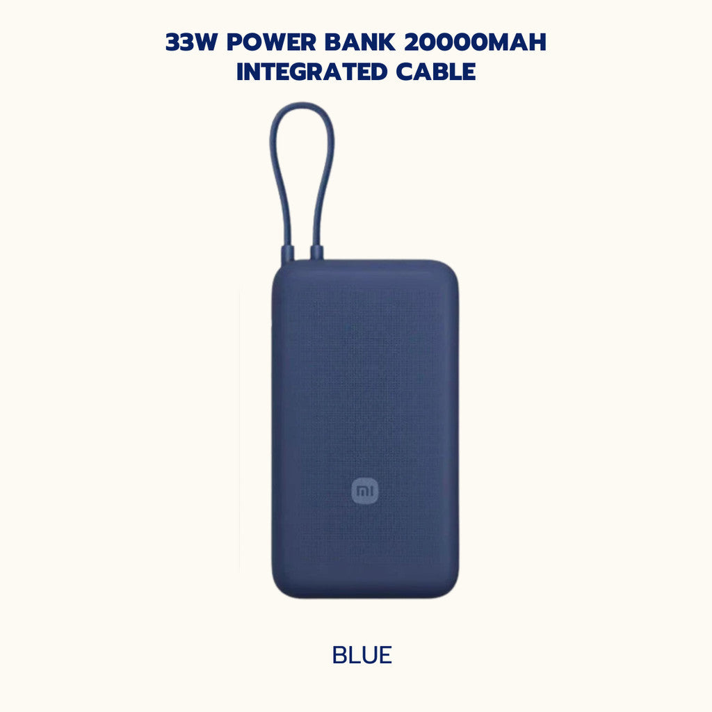 Xiaomi 33W Power Bank 20000mAh (Integrated Cable) กำลังไฟสูงสุด 33W มีสายชาร์จในตัว พกพาสะดวก