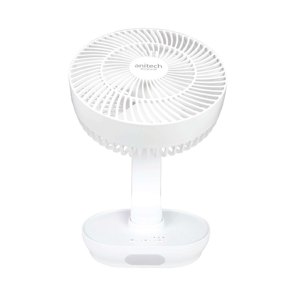 ANITECH พัดลมชาร์จไฟ รุ่น SMF-09 WHITE พัดลมชาร์จไฟ ปรับระดับแรงลมได้ 3 ระดับ
