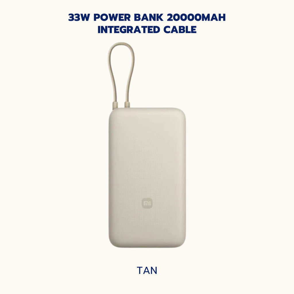 Xiaomi 33W Power Bank 20000mAh (Integrated Cable) กำลังไฟสูงสุด 33W มีสายชาร์จในตัว พกพาสะดวก