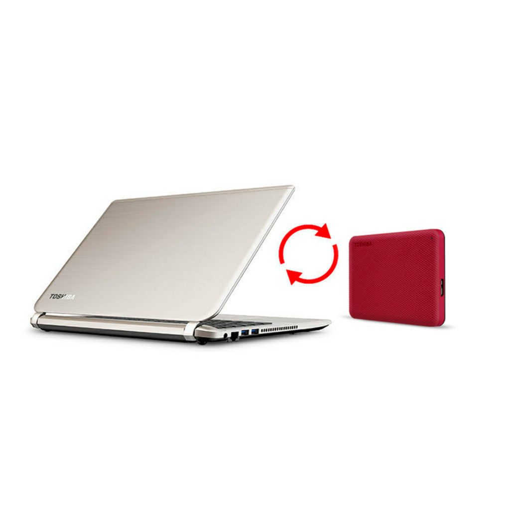 TOSHIBA PORTABLE HDD (ฮาร์ดดิสพกพา) CANVIO ADVANCE 1TB USB 3.2 GEN 1 (RED) (HDTCA10AR3AA) W. 3 Y.