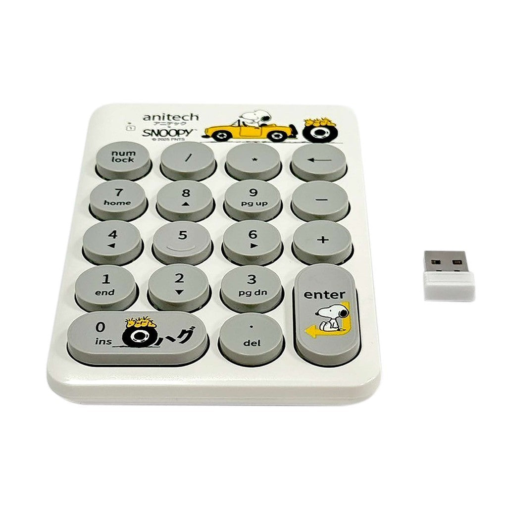Anitech SNP-N187 X Snoopy 3 คีย์บอร์ดตัวเลขไร้สาย ระยะการเชื่อมต่อสูงสุด 10 เมตร