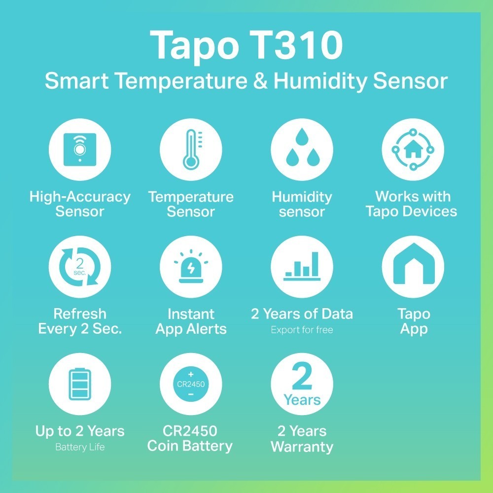 TP-Link Tapo T310 เครื่องวัดอุณหภูมิและความชื้นอัจฉริยะ Smart Temperature & Humidity Sensor