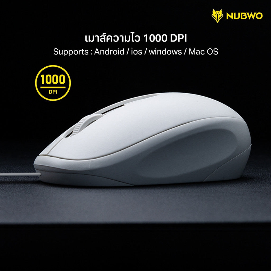 NUBWO NKM-637 KEYBOARD & MOUSE COMBO SET แบบมีสาย ปุ่มกลม รับประกัน 1 ปี