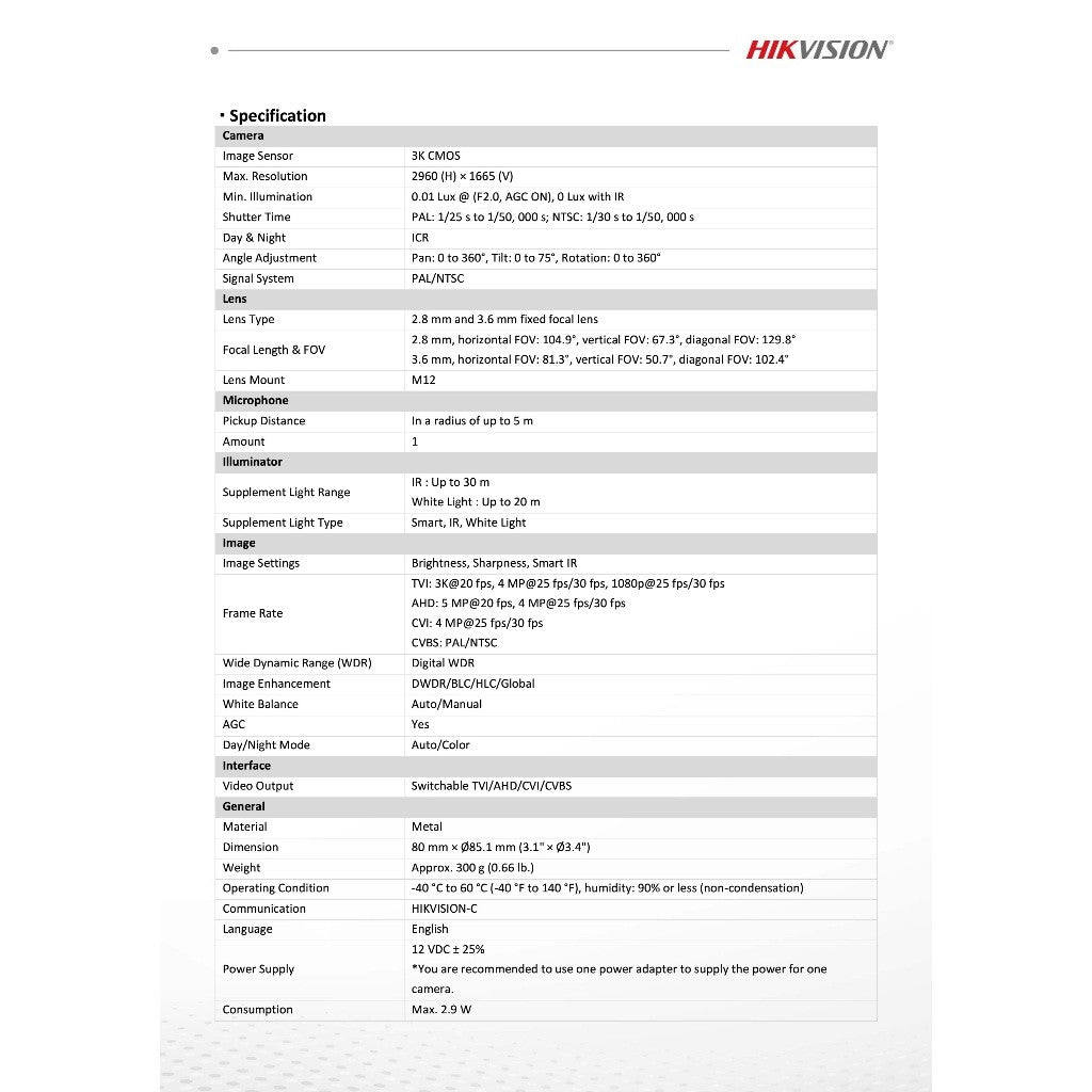 HIKVISION DS-2CE76K0T-LMFS กล้องวงจรปิด ความละเอียด 5MP มีไมค์บันทึกเสียง Smart Hybrid Light