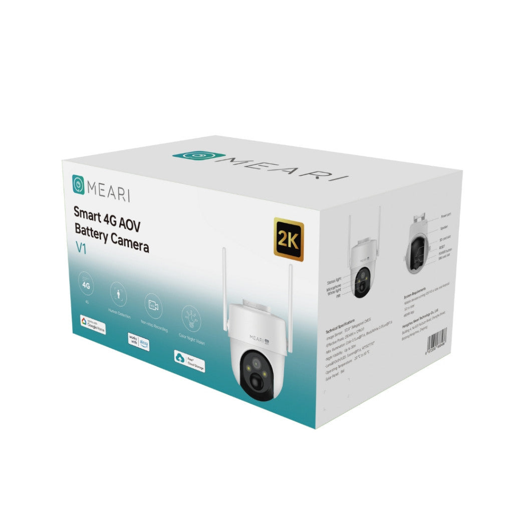 Meari V1 กล้องวงจรปิด 4G AOV Battery แบต 10400 mAh  บันทึก 24ชม/7วัน กล้องวงจรปิดฟรีคราวด์ 10 ปี
