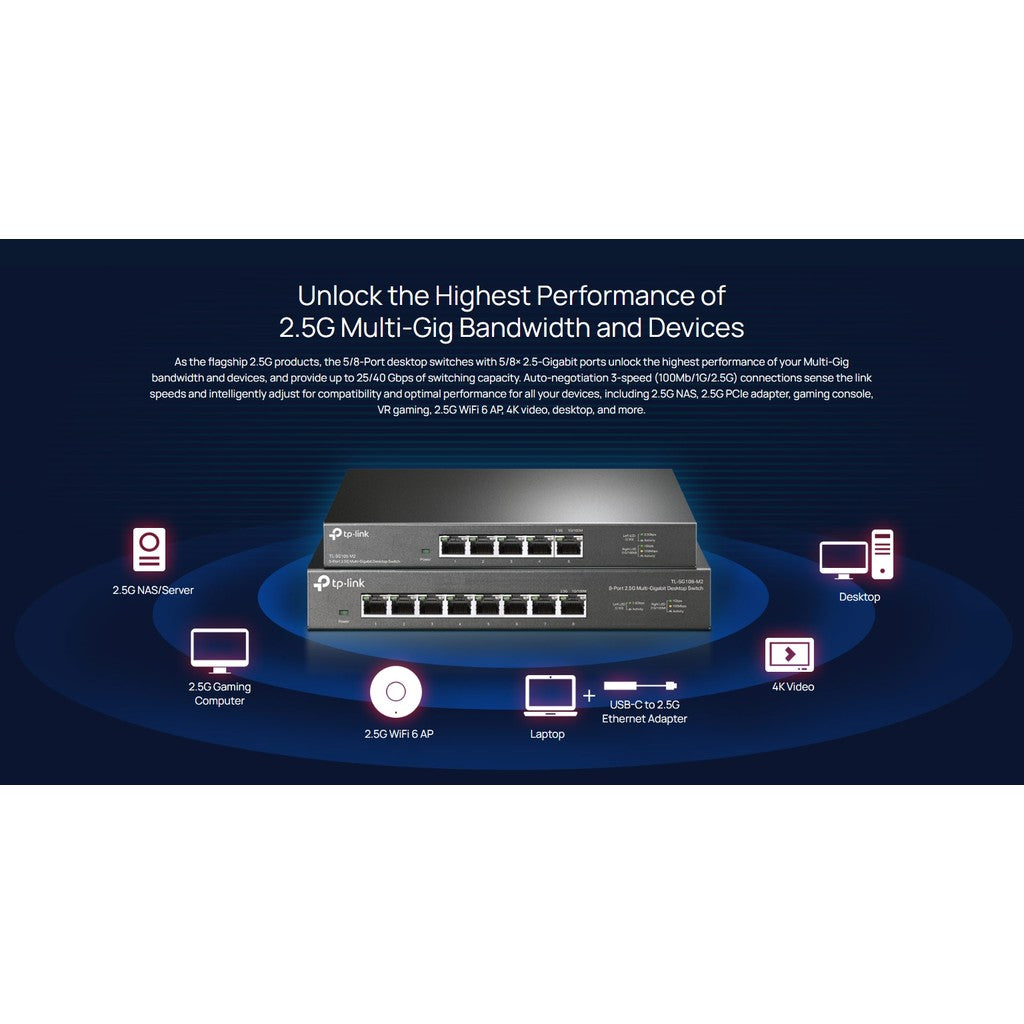 TP-Link SG105-M2 / SG108-M2 2.5G Desktop Switch รับประกันศูนย์ไทย