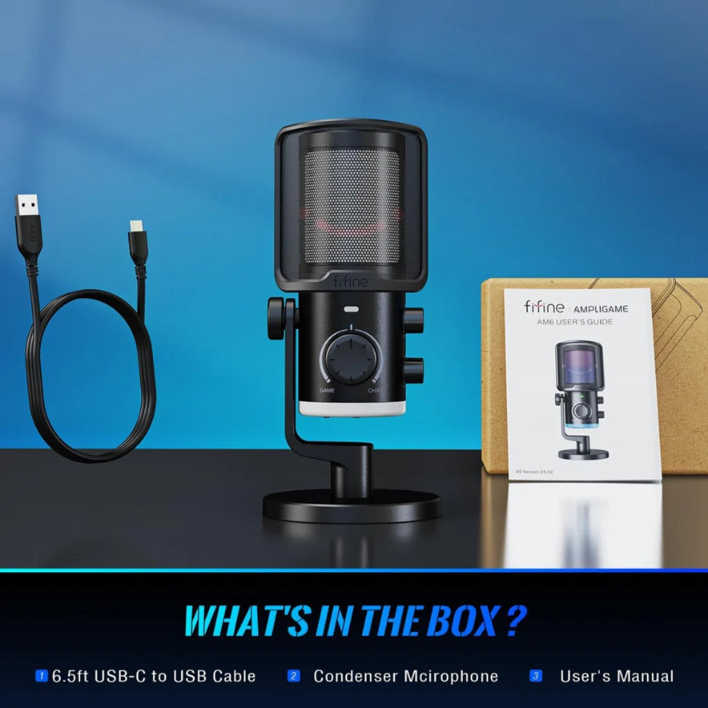 ไมค์คอนเดนเซอร์ USB MICROPHONE: FIFINE - AM6 RGB  (Black , White , Pink)