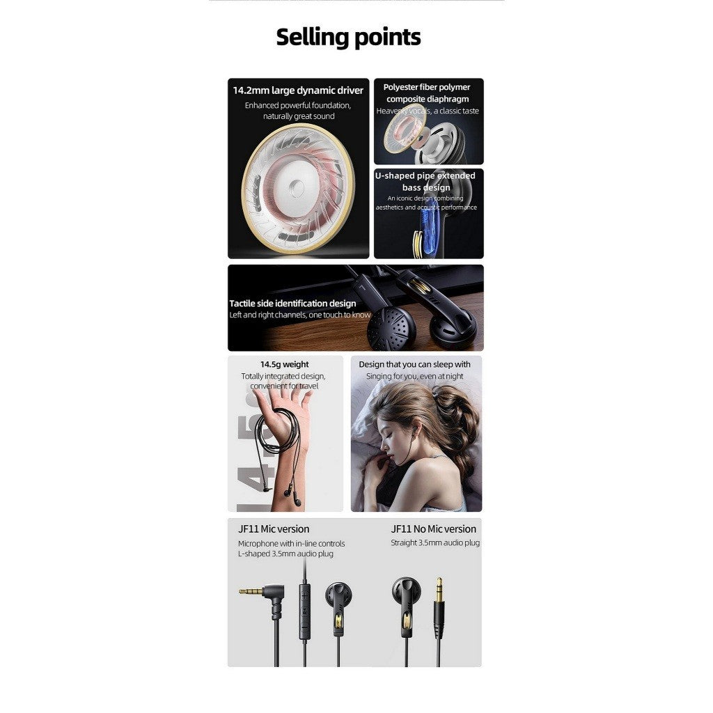 หูฟังอินเอียร์ FiiO JadeAudio JF11 ไดรเวอร์ไดนามิก 14.2 มม. รับประกัน 1 ปี