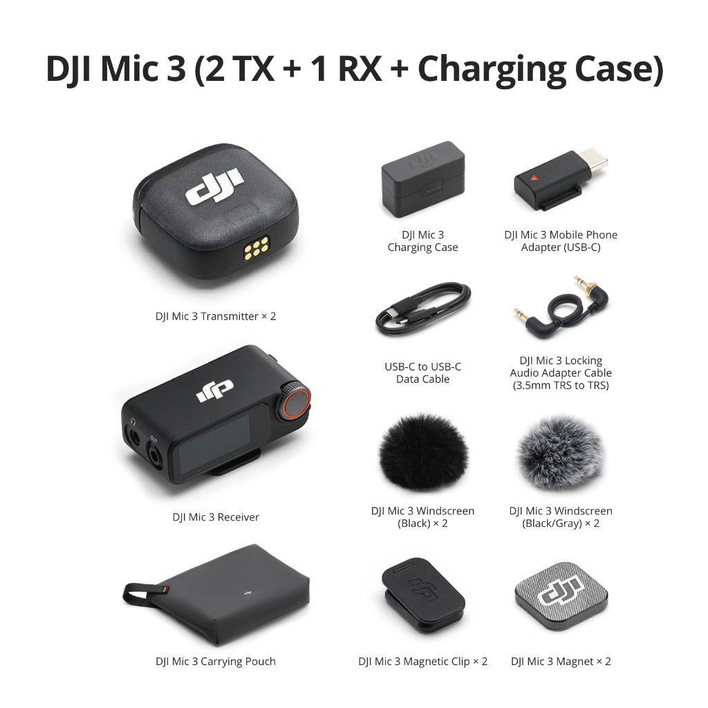 DJI Mic 3 Wireless Microphone (2 TX + 1 RX + Charging Case) ไมค์ไร้สายคุณภาพสูง ประกัน 1 ปี