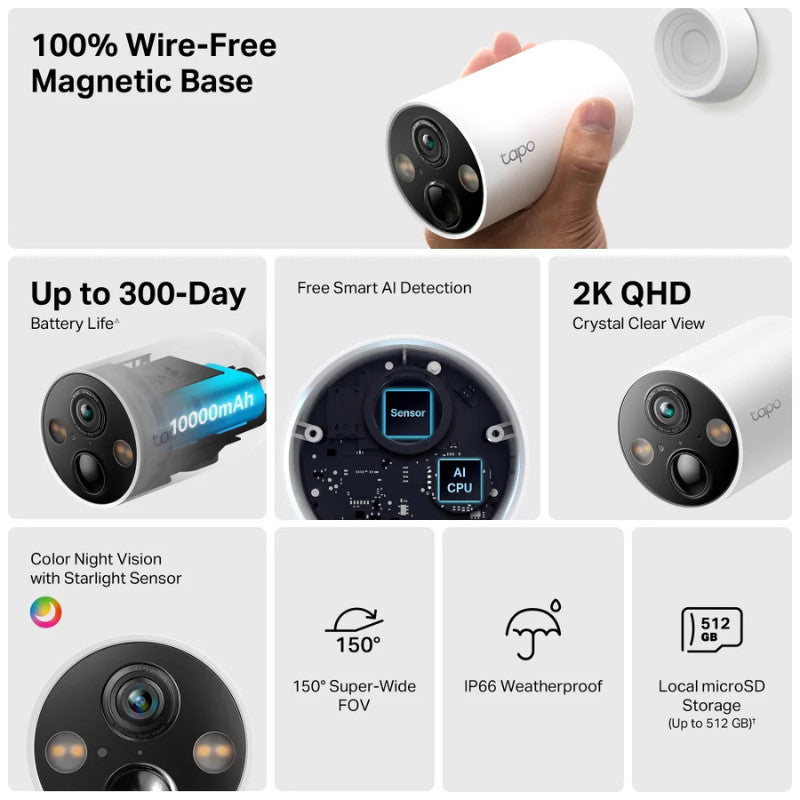 TP-LINK TAPO C425 2K Smart WireFree Security Camera กล้องวงจรปิดไร้สาย รับประกัน 1 ปี