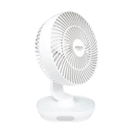 ANITECH พัดลมชาร์จไฟ รุ่น SMF-09 WHITE พัดลมชาร์จไฟ ปรับระดับแรงลมได้ 3 ระดับ