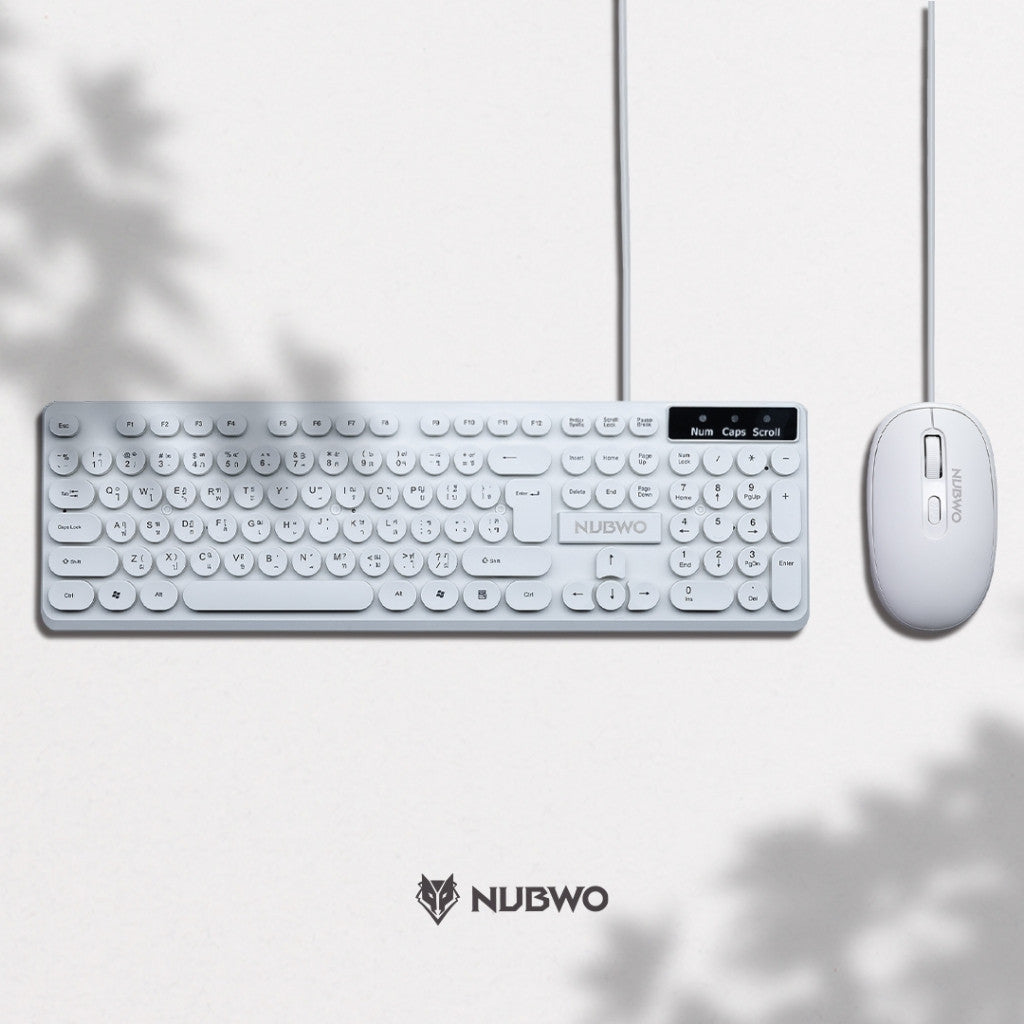 NUBWO NKM-637 KEYBOARD & MOUSE COMBO SET แบบมีสาย ปุ่มกลม รับประกัน 1 ปี