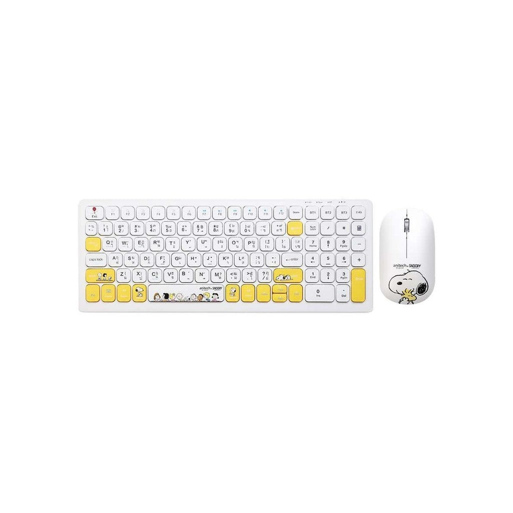 Anitech SNP-PA814 X Snoopy 3 ชุดคู่คีย์บอร์ดเม้าส์ไร้สายดูโอ้ฟังก์ชั่นเม้าส์ คลิกเสียงเงียบ