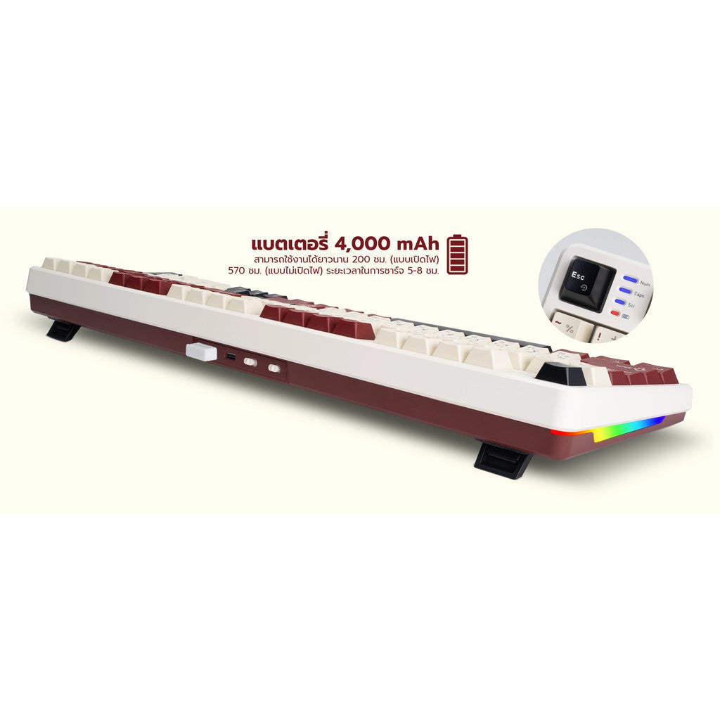 EGA TYPE CMK7 WHITE (red switch) คีย์บอร์ดเกมมิ่ง wireless,สาย Mechanical Full RGB CIY Switch 5 Pin ขนาด100%