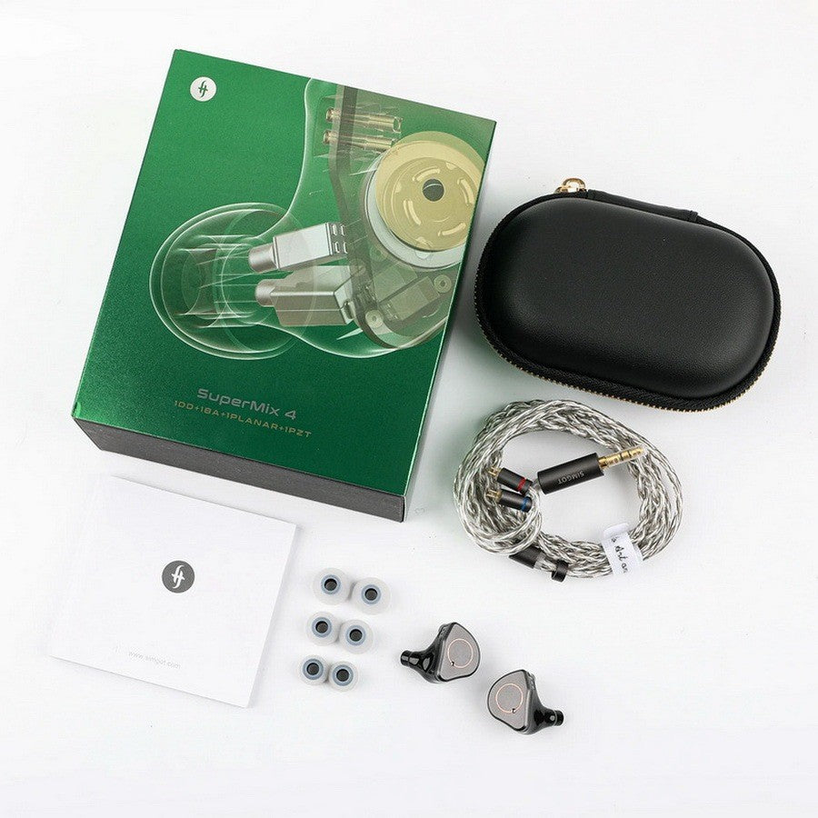 SIMGOT SuperMix 4 หูฟัง 4 ไดรเวอร์ 1DD+1BA+1Planar+1PZT พร้อมสาย OFC ชุบเงิน ประกัน 1 ปี