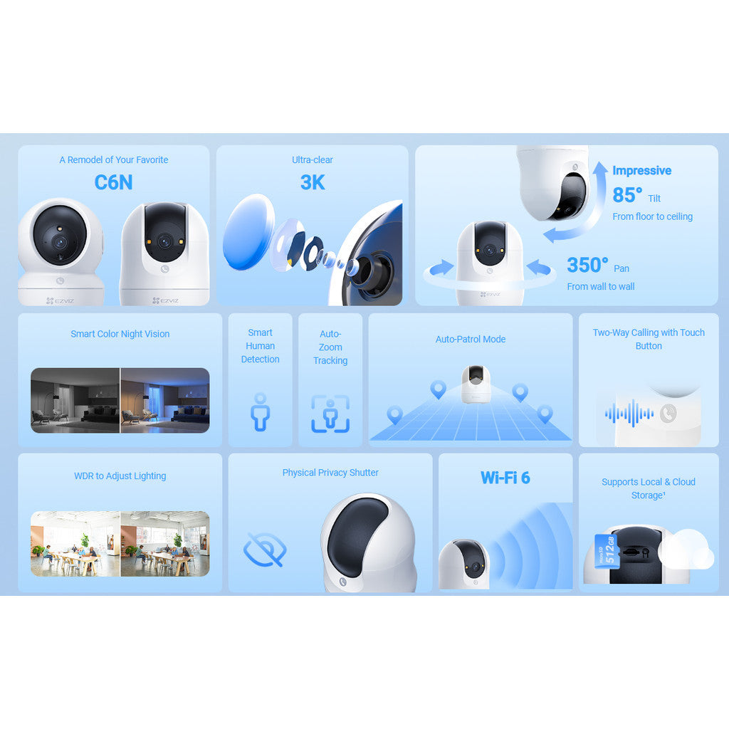 EZVIZ C6N G1 3K Next-Generation Pan&Tilt Wi-Fi Smart HomeIndoorCamera กล้องวงจรปิดไร้สาย