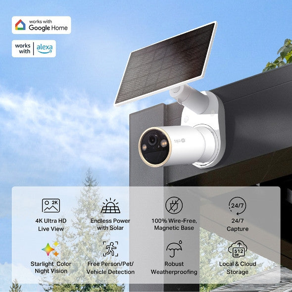TP-Link Tapo C460 KIT ชุดกล้องวงจรปิด คมชัด 4K 8MP พร้อมแผงโซล่าร์เซลล์ Solar-Powered Security Camera Kit