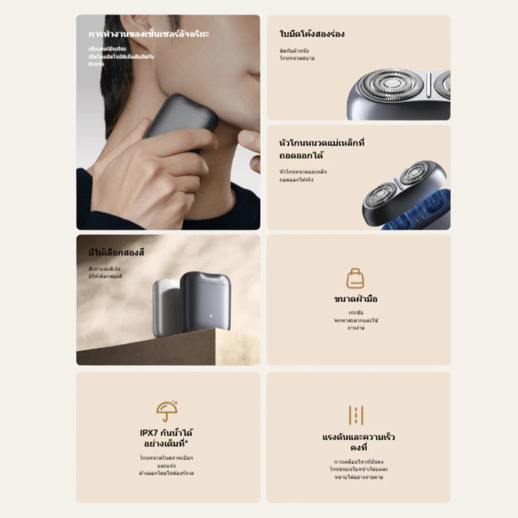 Xiaomi Electric Shaver S200 ที่โกนหนวดไฟฟ้า กันน้ำระดับ IPX7 ดีไซน์สวย กะทัดรัด โกนได้ทั้งแบบเปียกและแห้ง