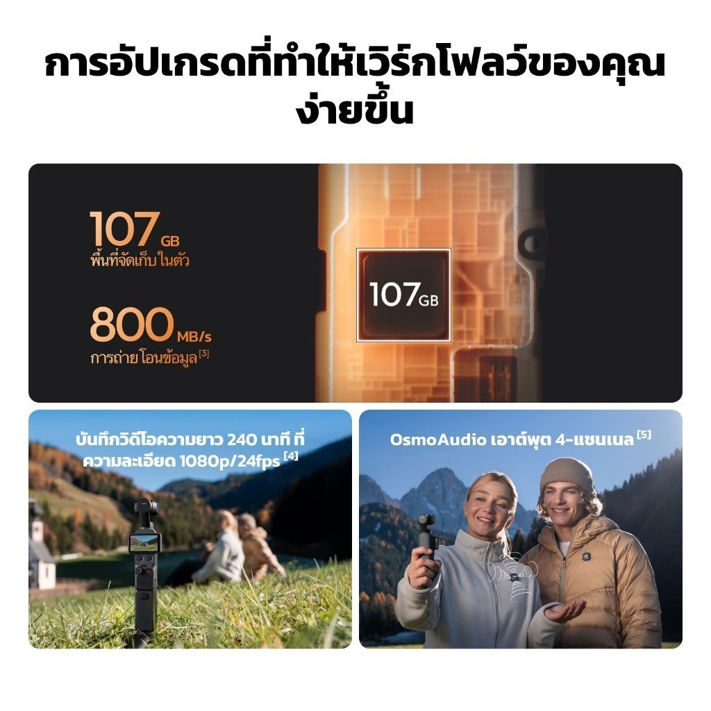 DJI Osmo Pocket 4 Standard Combo กล้องถ่ายถาพนิ่งเเละวิดีโอ 4K รับประกัน 1 ปี