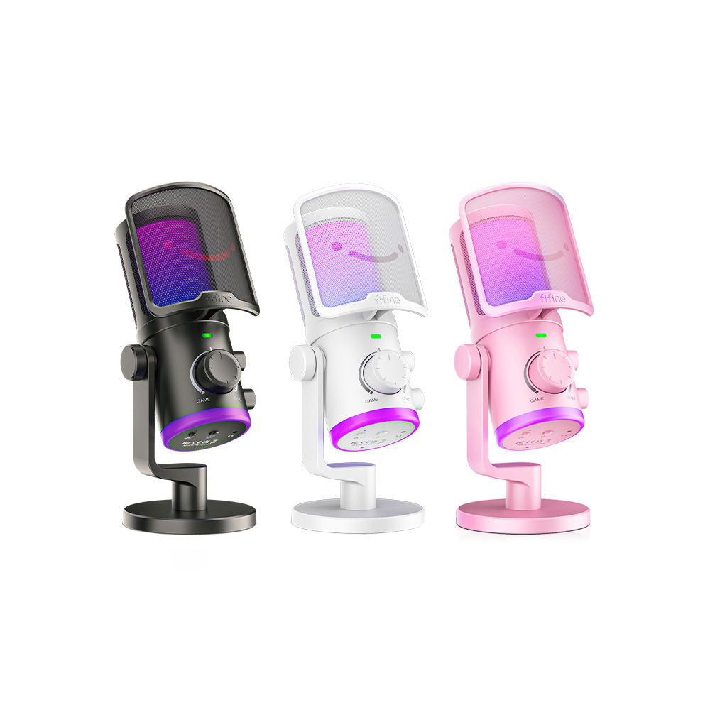 ไมค์คอนเดนเซอร์ USB MICROPHONE: FIFINE - AM6 RGB  (Black , White , Pink)