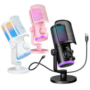 ไมค์คอนเดนเซอร์ USB MICROPHONE: FIFINE - AM6 RGB  (Black , White , Pink)