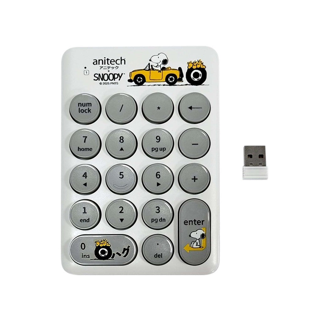 Anitech SNP-N187 X Snoopy 3 คีย์บอร์ดตัวเลขไร้สาย ระยะการเชื่อมต่อสูงสุด 10 เมตร