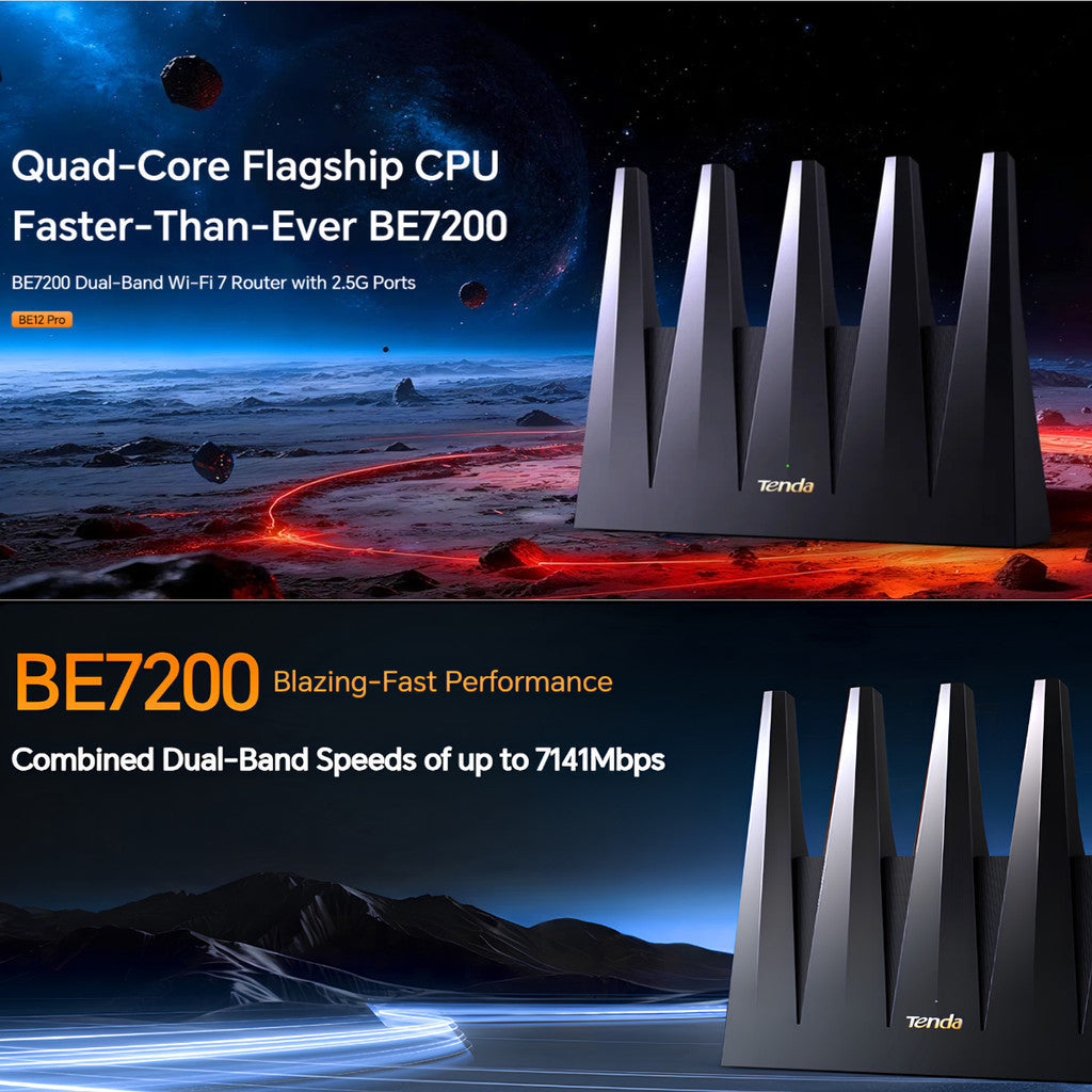 Tenda BE12 Pro BE7200 Dual-Band Wifi 7 Router with 2.5G Ports เราเตอร์ Wi-Fi 7 รับประกันศูนย์ไทย