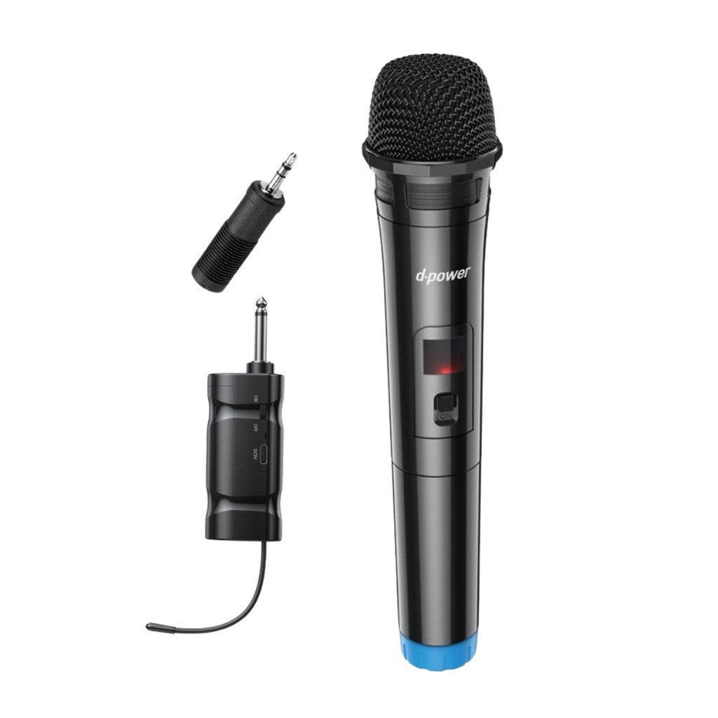 D-POWER  ไมโครโฟนไร้สาย รุ่น MV-10 ระยะการใช้งาน 15-20 เมตร การเชื่อมต่อ Jack 6.35mm. มีแบตเตอรี่