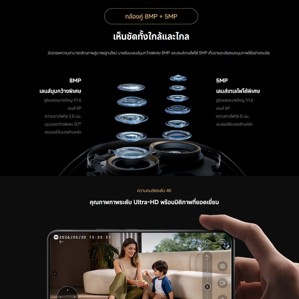 Xiaomi Smart Camera C701 Pro กล้องวงจรปิด I คุณภาพระดับ 4K Ultra-HD | การทำงานร่วมกันของเลนส์คู่ | สายเคเบิลซ่อนอยู่