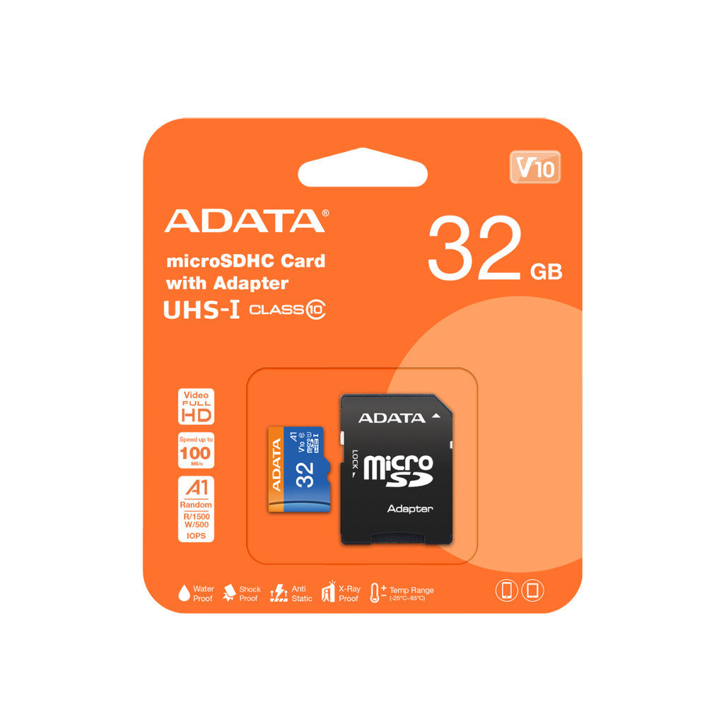 ADATA MicroSDHC (ไมโครเอสดี) Premier 32GB UHS-I CLASS10 (AUSDH32GUICL10A1-RA1) LIFETIME WARRANTY