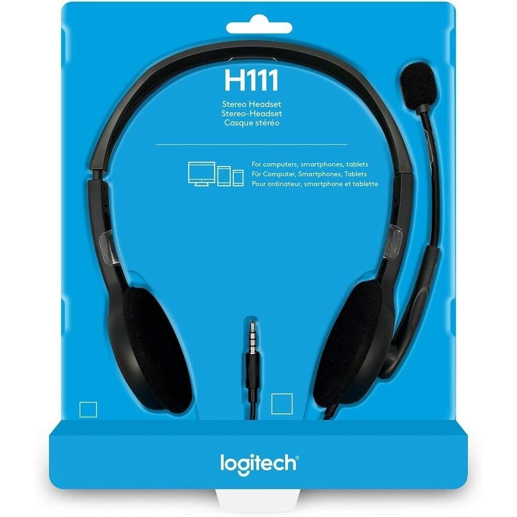 LOGITECH H110/ H111/ H150 ขาว /H150 ฟ้า/ H151/ H340 ชุดหูฟังสเตอริโอพร้อมไมโครโฟนสวมหูหูฟัง