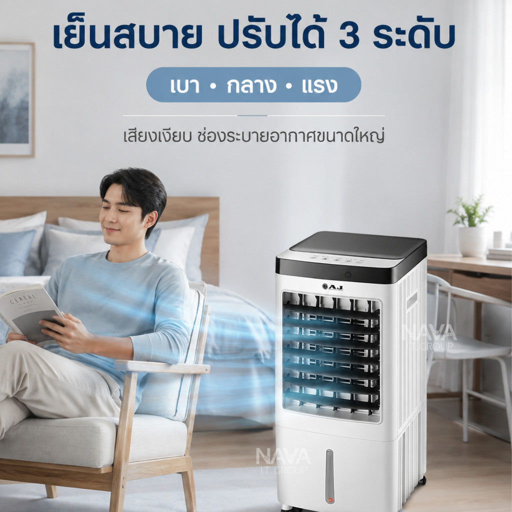 AJ พัดลมไอเย็นเคลื่อนที่ รุ่น ME-880 แรงลม 3 ระดับ 13 ลิตร มีรีโมท มอก.934-2558 พร้อมรีโมท เสียงเงียบ