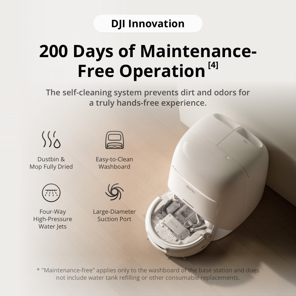 DJI ROMO หุ่นยนต์ดูดฝุ่น แขนยืดอัตโนมัติ พลังดูด 25,000Pa รับประกัน 1 ปี