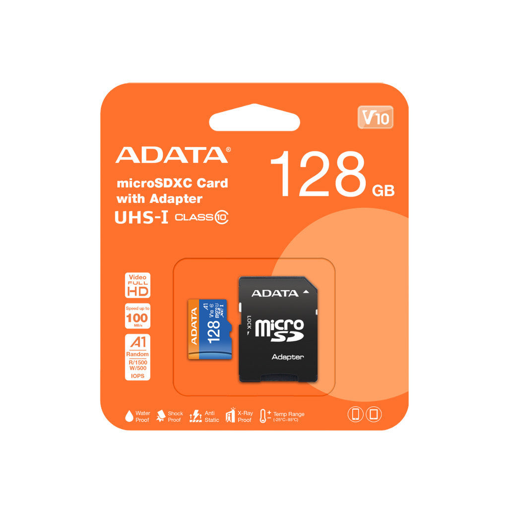 ADATA MicroSDHC (ไมโครเอสดี) Premier 128GB UHS-I CLASS10 (AUSDH128GUICL10A1-RA1) LIFETIME WARRANTY
