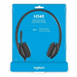 LOGITECH H110/ H111/ H150 ขาว /H150 ฟ้า/ H151/ H340 ชุดหูฟังสเตอริโอพร้อมไมโครโฟนสวมหูหูฟัง