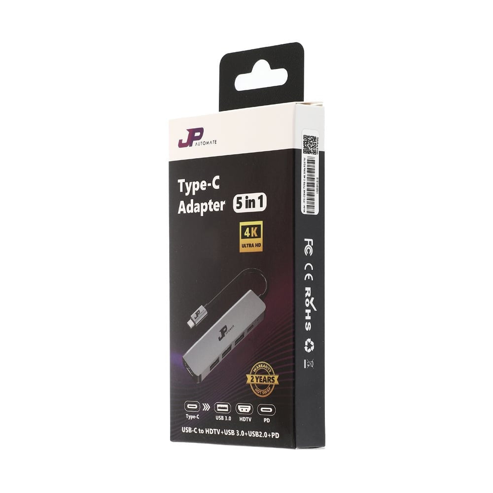 JP AUTOMATE Converter 5in1 Type-C+HDMI 4K 30hz+USB3.0+USB2.0x2+PD87W (JP51CH4K) รับประกัน 2 ปี
