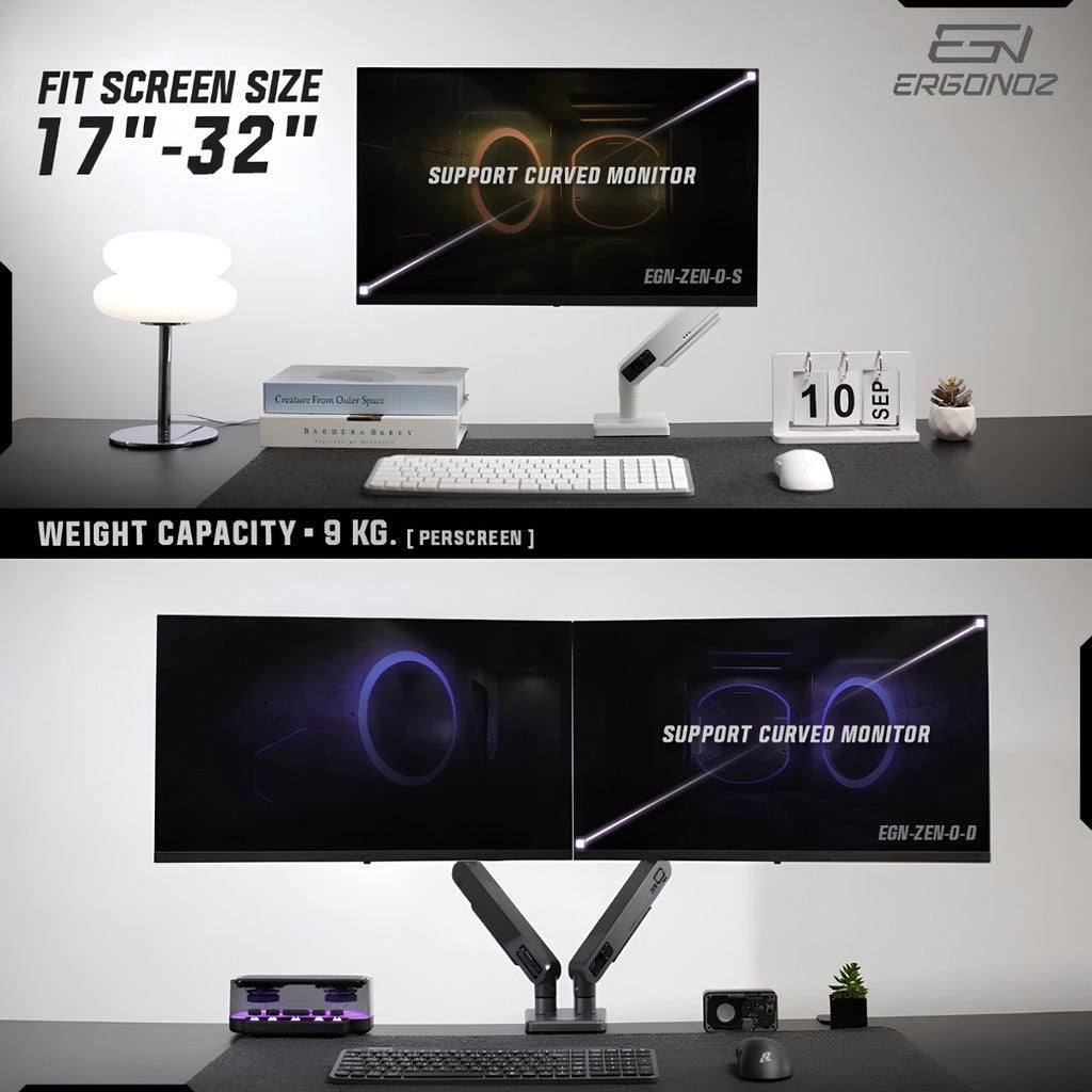 ERGONOZ Monitor Arm แขนจับจอ รุ่น EGN-ZEN-0-S | ZEN-0-D สำหรับจอ 17-32