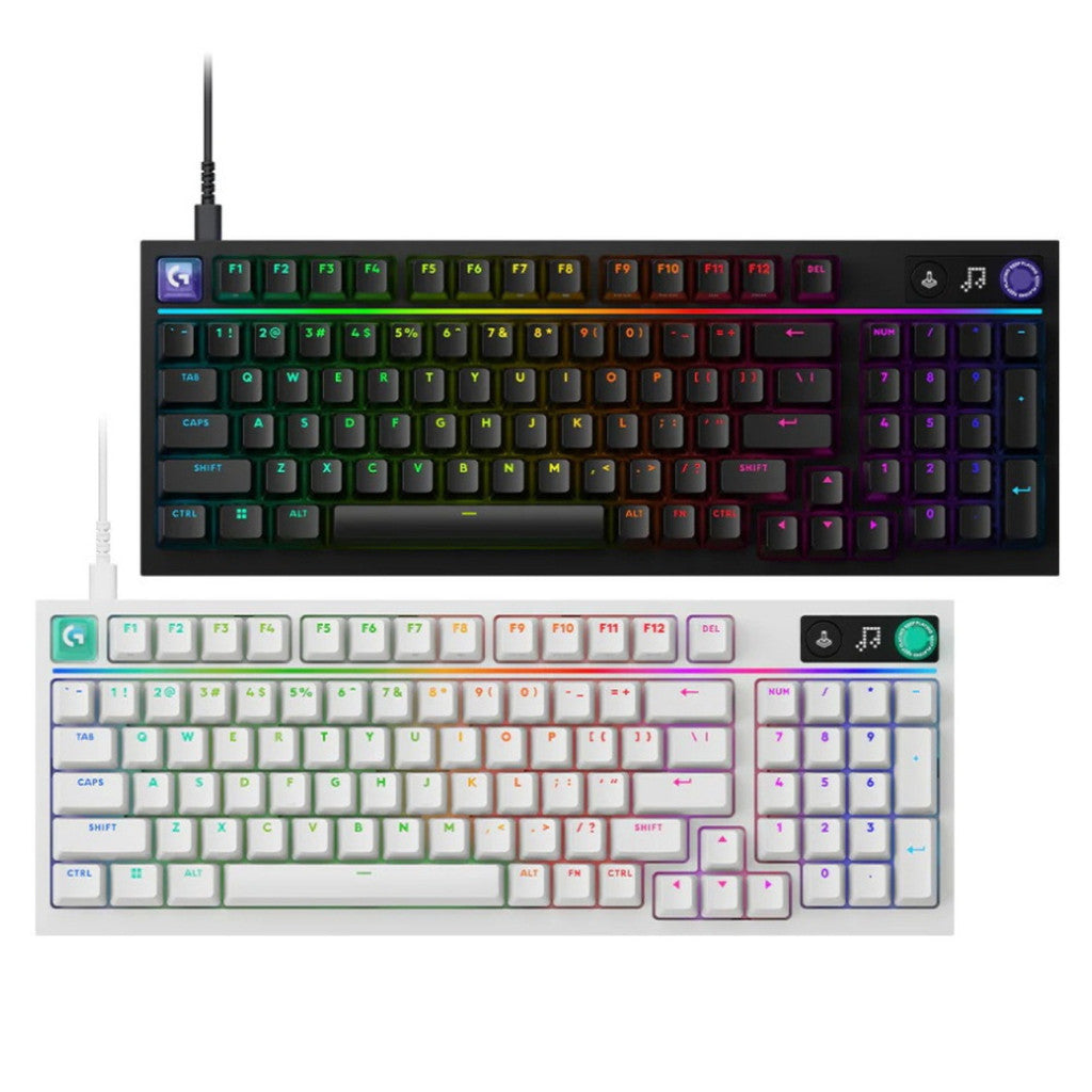 Logitech G316 X 98 คีย์บอร์ดเกมมิ่ง สวิตช์ TACTILE แบบถอดเปลี่ยนได้ จอแสดงผล LED แบบดอทเมทริกซ์และปุ่มหมุน ไฟ RGB