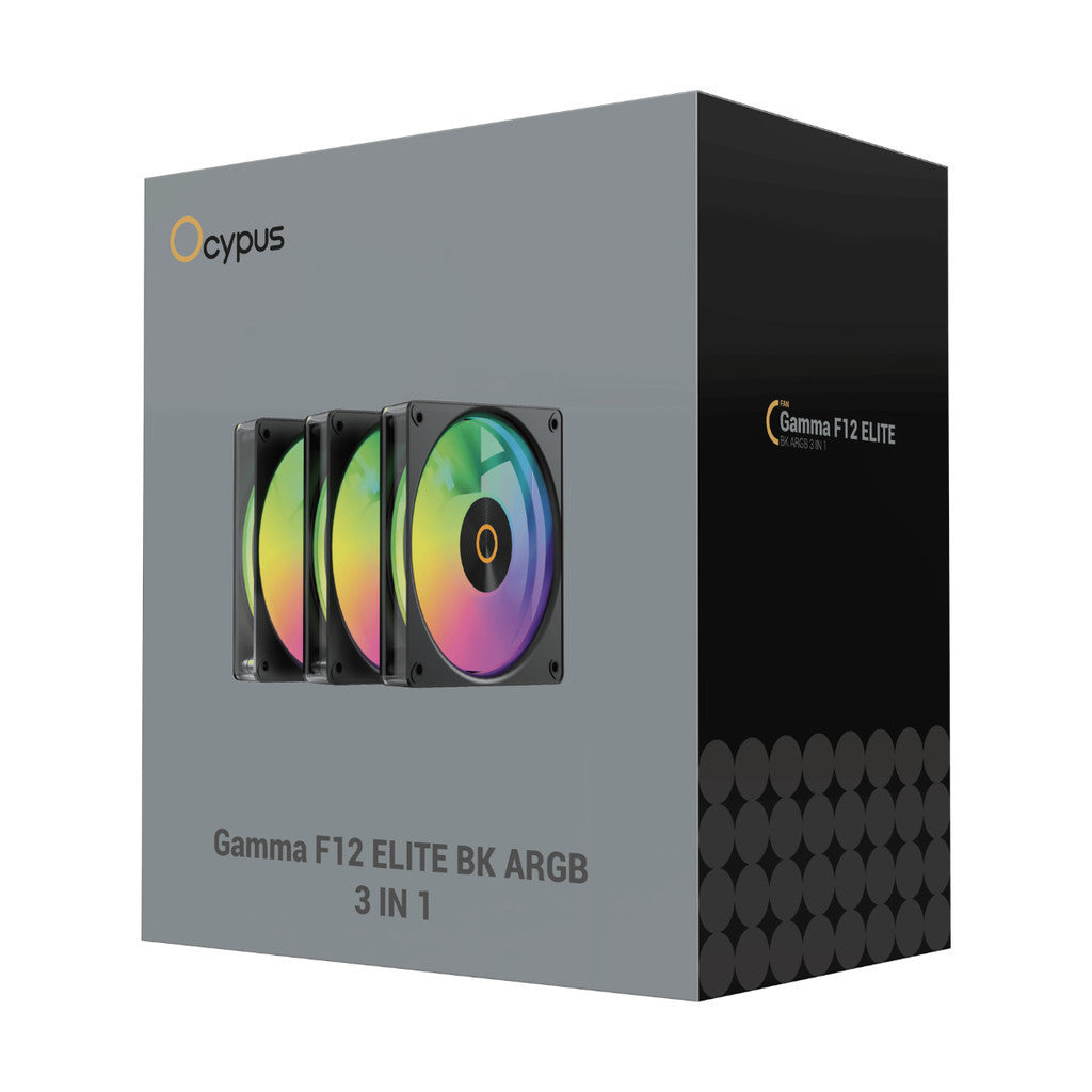 OCYPUS CPU AIR COOLER (พัดลมซีพียู) Gamma F12 Elite ARGB 3 IN 1 Black/White ประกัน 2 ปี