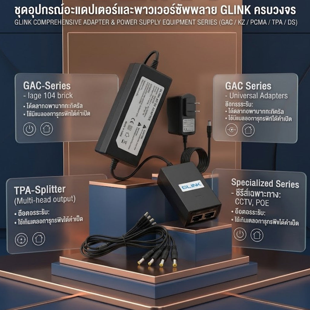 GLINK รวม Adapter รุ่น GAC/KZ/PCMA/TPA/DS POWER ADAPTER FOR CCTV 12V/1A