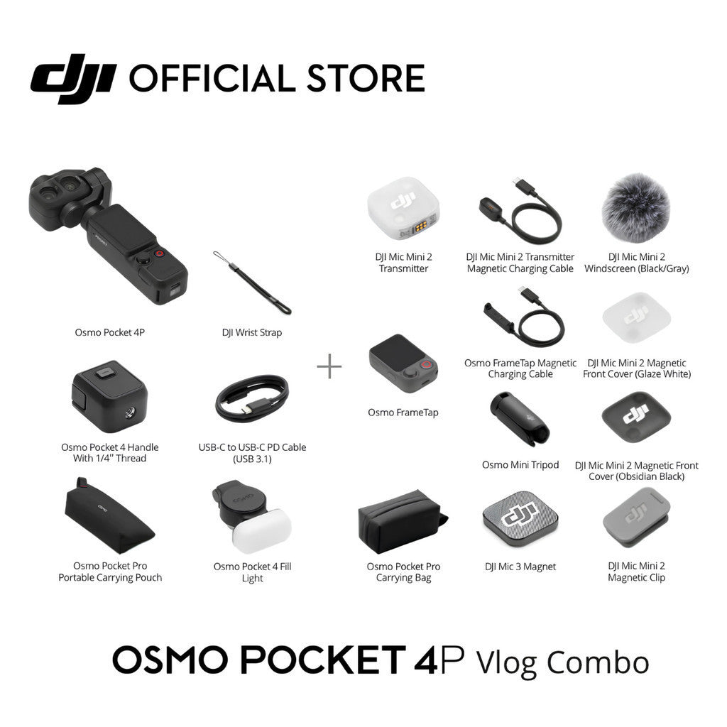 DJI Osmo Pocket 4 l Osmo Pocket 4P Standard Combo กล้องถ่ายภาพนิ่งเเละวิดีโอ 4K รับประกัน 1 ปี