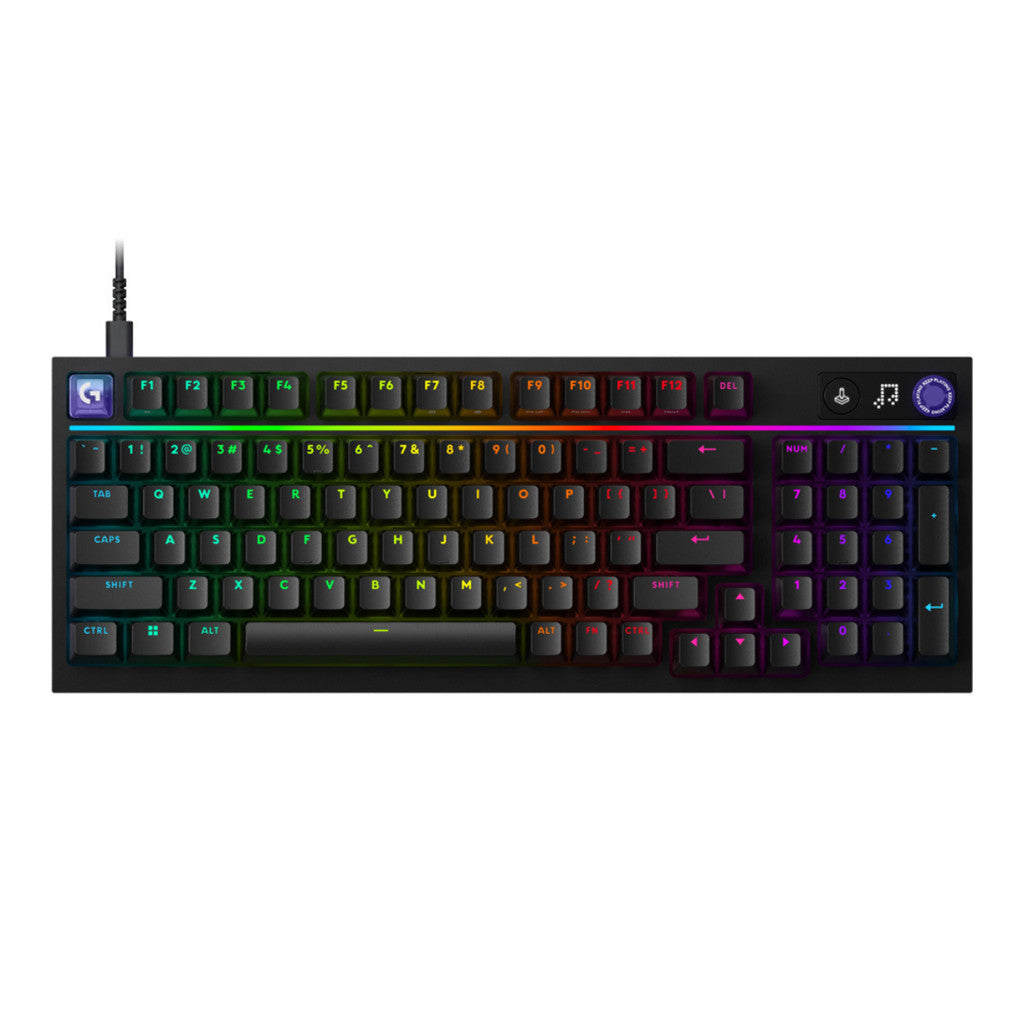Logitech G316 X 98 คีย์บอร์ดเกมมิ่ง สวิตช์ TACTILE แบบถอดเปลี่ยนได้ จอแสดงผล LED แบบดอทเมทริกซ์และปุ่มหมุน ไฟ RGB