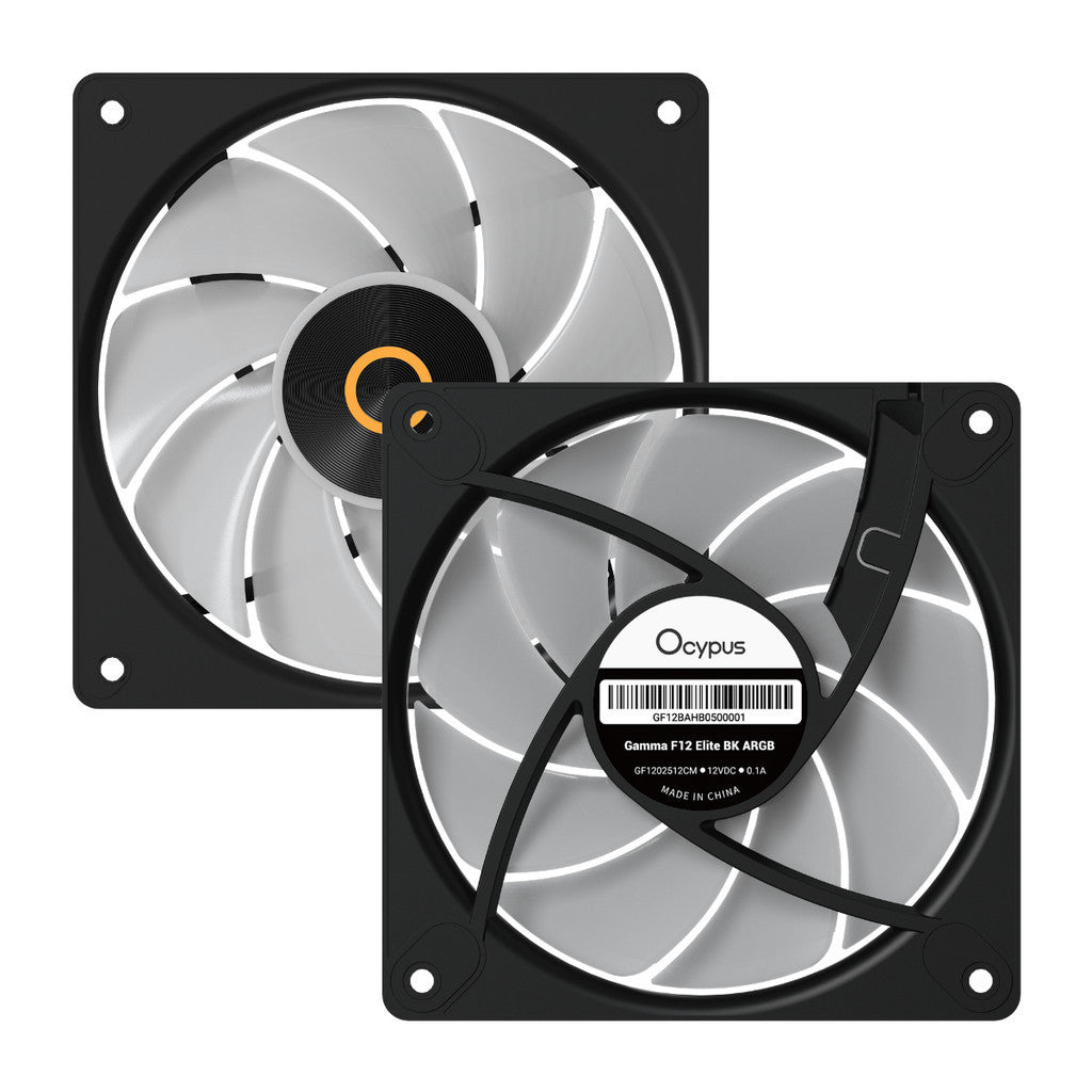 OCYPUS CPU AIR COOLER (พัดลมซีพียู) Gamma F12 Elite ARGB 3 IN 1 Black/White ประกัน 2 ปี