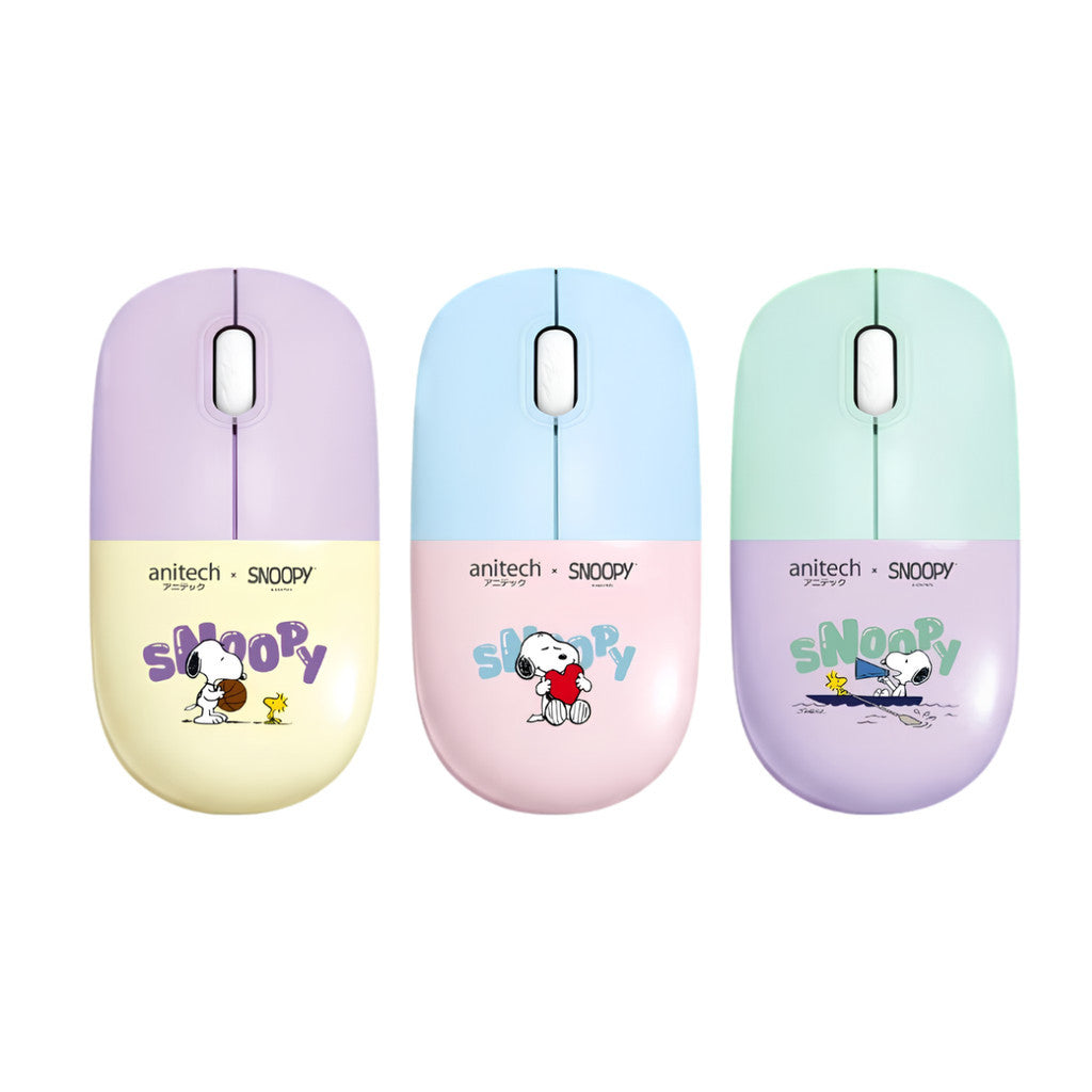 Anitech Snoopy เมาส์ไร้สาย SNP-W247 คลิกเงียบ เชื่อมต่อ USB A ลายน่ารัก ถนอมมือ ใช้งานได้ยาวนาน